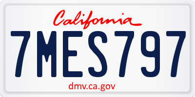 CA license plate 7MES797