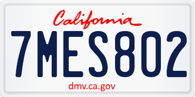 CA license plate 7MES802