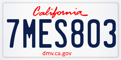 CA license plate 7MES803