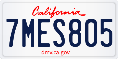 CA license plate 7MES805