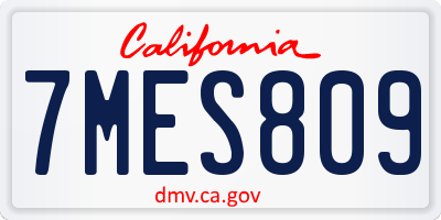 CA license plate 7MES809