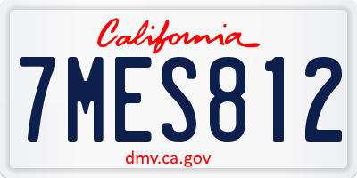 CA license plate 7MES812