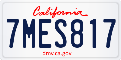 CA license plate 7MES817