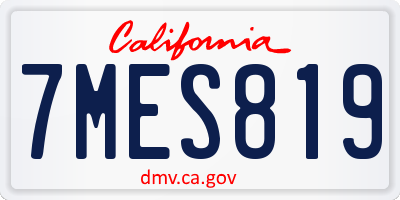 CA license plate 7MES819