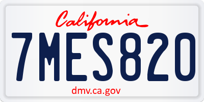 CA license plate 7MES820