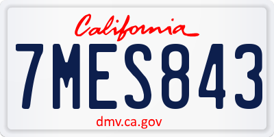 CA license plate 7MES843