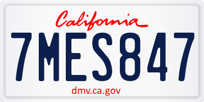 CA license plate 7MES847