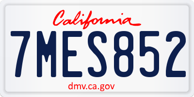 CA license plate 7MES852