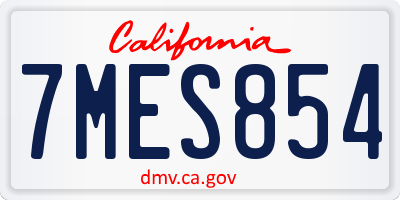 CA license plate 7MES854