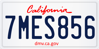 CA license plate 7MES856