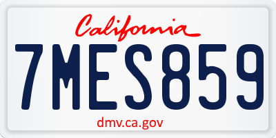 CA license plate 7MES859