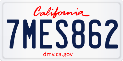 CA license plate 7MES862