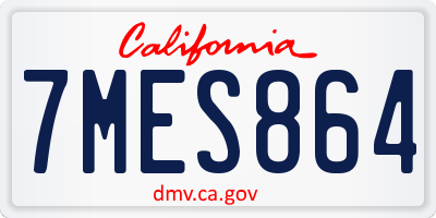 CA license plate 7MES864