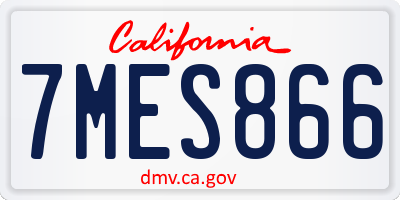 CA license plate 7MES866