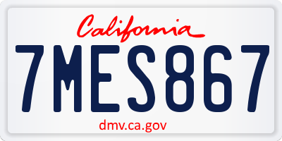 CA license plate 7MES867