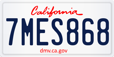 CA license plate 7MES868