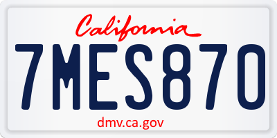 CA license plate 7MES870