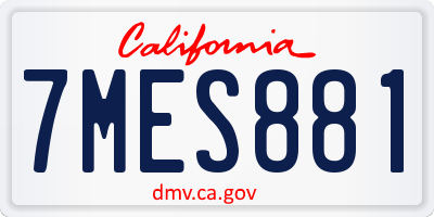 CA license plate 7MES881