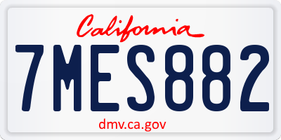 CA license plate 7MES882