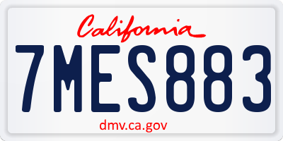 CA license plate 7MES883