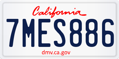 CA license plate 7MES886