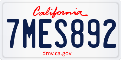 CA license plate 7MES892