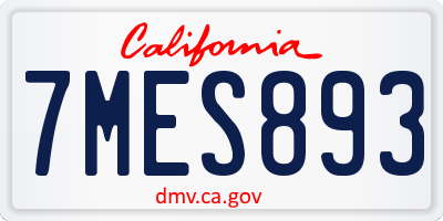CA license plate 7MES893