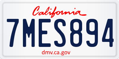 CA license plate 7MES894