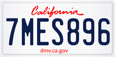 CA license plate 7MES896