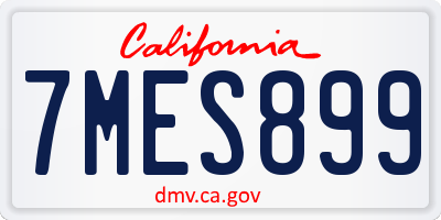CA license plate 7MES899