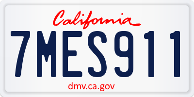 CA license plate 7MES911