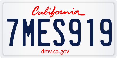 CA license plate 7MES919