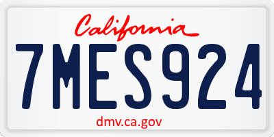 CA license plate 7MES924