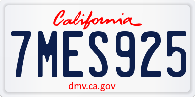 CA license plate 7MES925