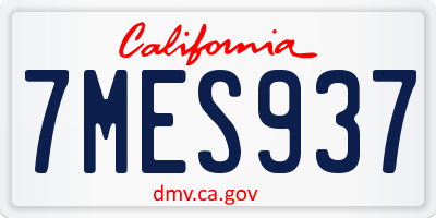 CA license plate 7MES937