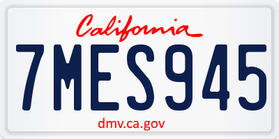 CA license plate 7MES945