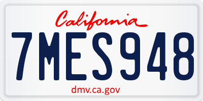 CA license plate 7MES948