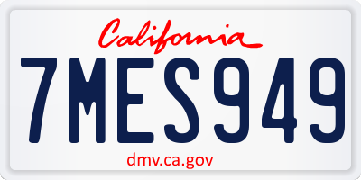 CA license plate 7MES949
