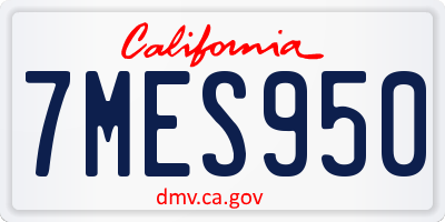 CA license plate 7MES950