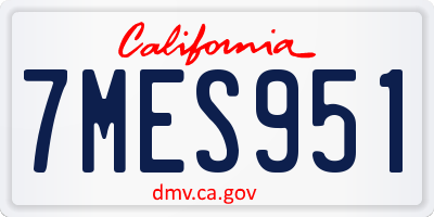 CA license plate 7MES951