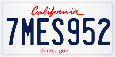 CA license plate 7MES952