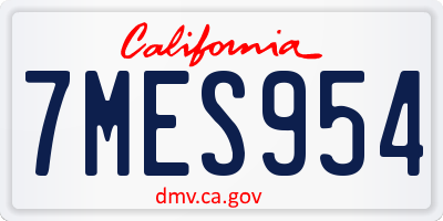CA license plate 7MES954