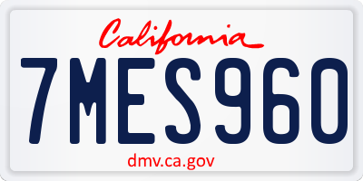 CA license plate 7MES960