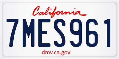 CA license plate 7MES961