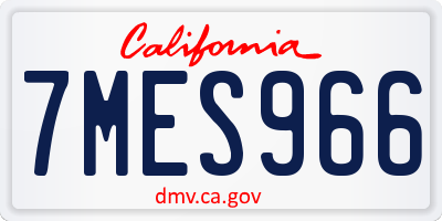 CA license plate 7MES966