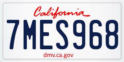 CA license plate 7MES968