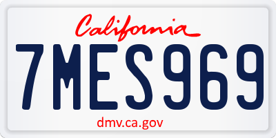 CA license plate 7MES969