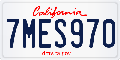 CA license plate 7MES970