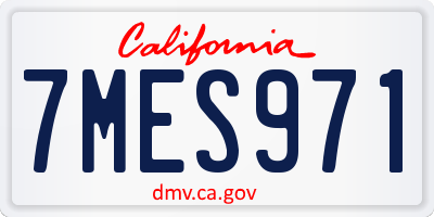 CA license plate 7MES971