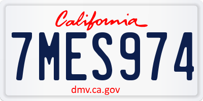 CA license plate 7MES974